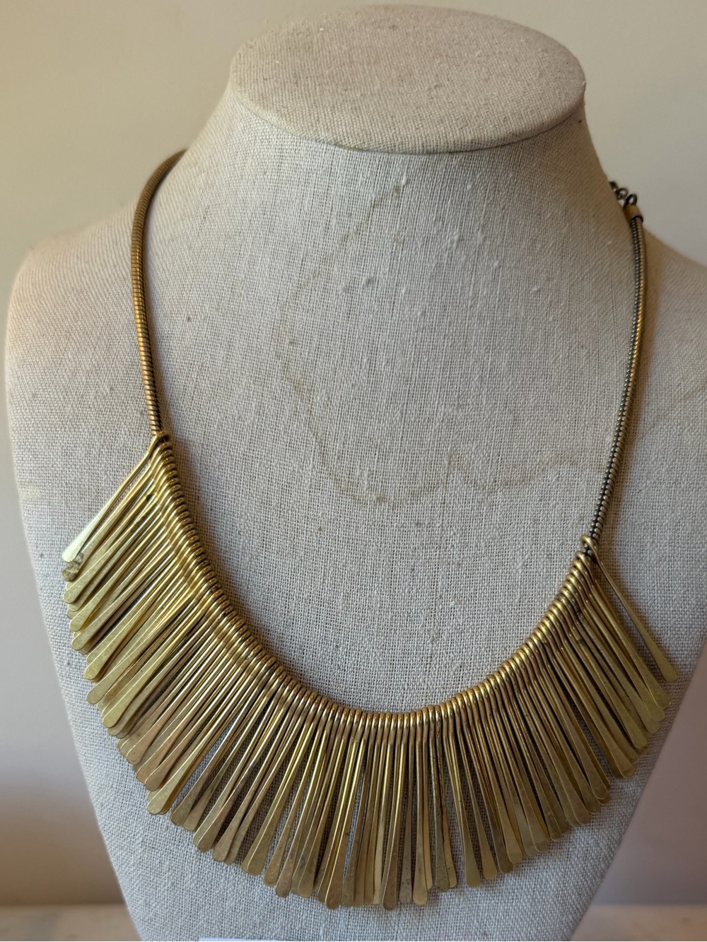 Stella & Dot Gold Layered Fringe Bib Necklace